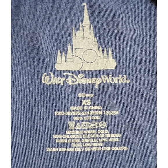 Walt Disney World Graphic T-Shirt Size XS 50th Anniversary Blue Long Sleeve - Picture 7 of 9